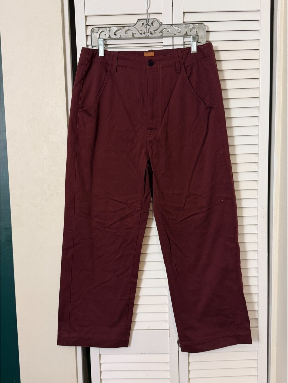 JAMIE HALLER RARE COLOR BURGUNDY TROUSER CROPPED CHINO PANTS 8